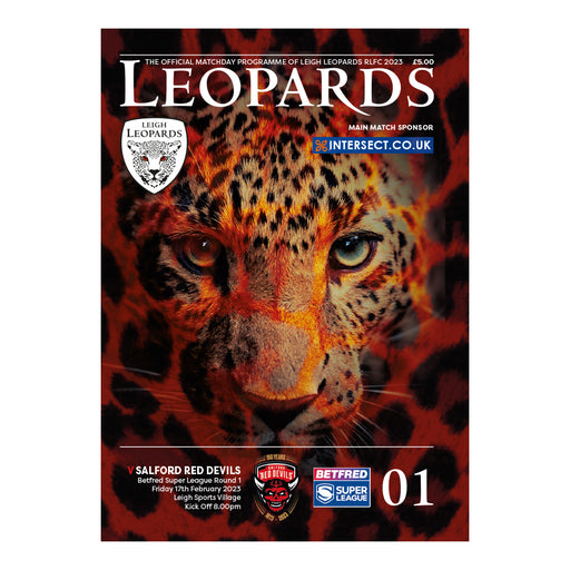 2022 #01 Leigh Leopards v Salford Red Devils 17.02.23 Betfred Super League Rugby Printed Programme