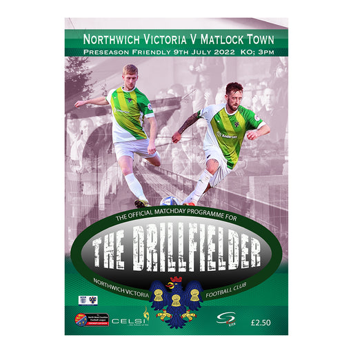 2022/23 #01 Northwich Victoria v Matlock Town 09.07.22 Pre-season Programme