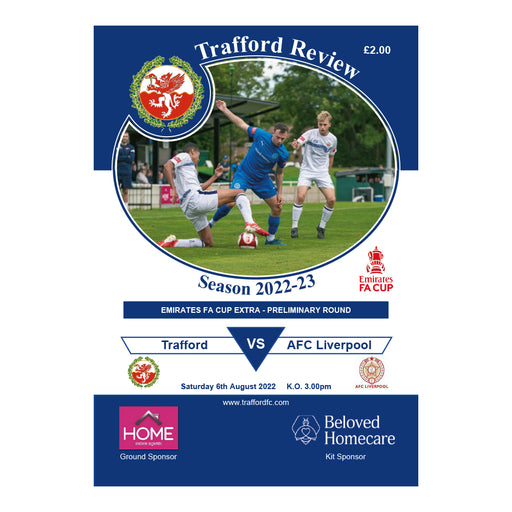 2022/23 #01 Trafford v AFC Liverpool FA Cup 06.08.22 Printed Programme