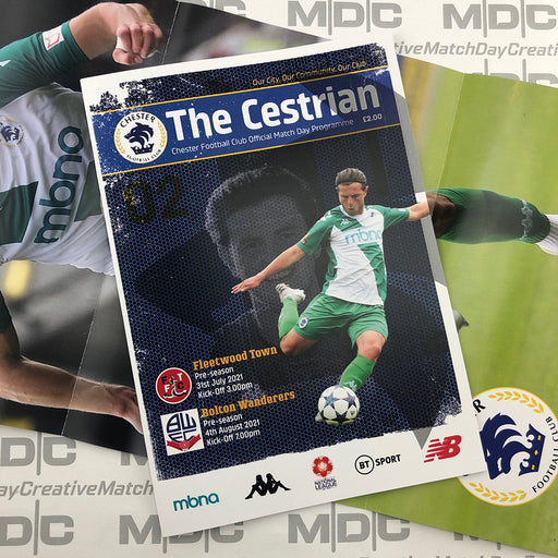 2021/22 #02 Chester v Fleetwood Town 31.07.21 and v Bolton Wanderers Pre-season 04.08.21 Printed Programme