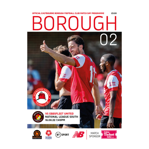 2022/23 #02 Eastbourne Borough v Ebbsfleet United National League South 16.08.22 Printed Programme