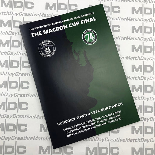 2020/21 #03 Runcorn Town v 1874 Northwich Macron Cup Final 24.07.21 Programme