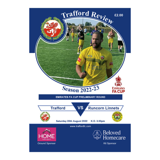 2022/23 #03 Trafford v Runcorn Linnets FA Cup 20.08.22 Printed Programme