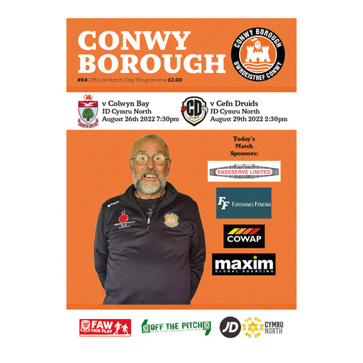 2022/23 #04 Conwy Borough v Colwyn Bay 26.08.22 and v Cefn Droids 29.08.22 Cymru North Programme