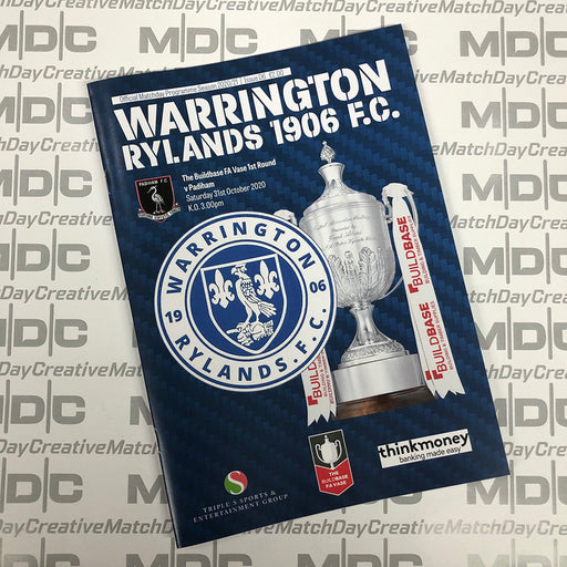 Warrington Rylands v Padiham Programme