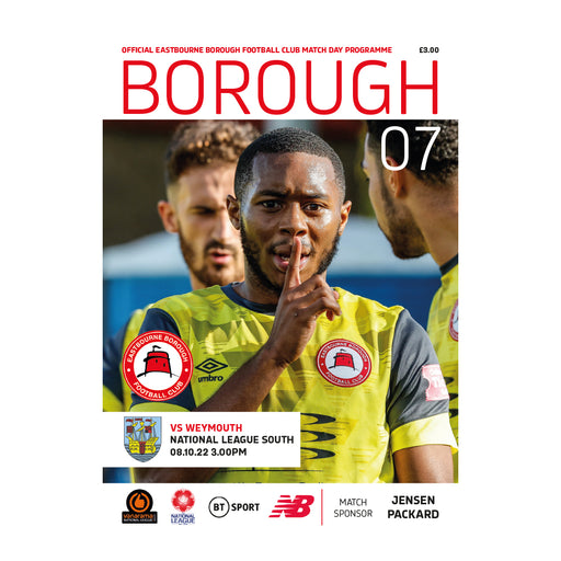 2022/23 #07 Eastbourne Borough v Weymouth National League South 08.10.22 Printed Programme