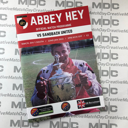 2021/22 #19 Abbey Hey v Sandbach United 22.01.22 NWCFL Programme