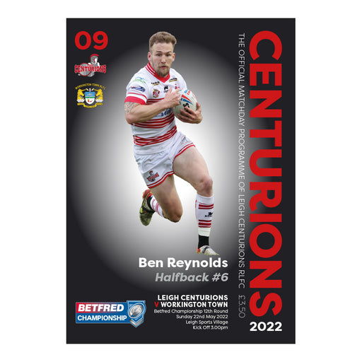 2022 #09 Leigh Centurions v Workington Town 22.05.22 Betfred Championship Rugby League Printed Programme