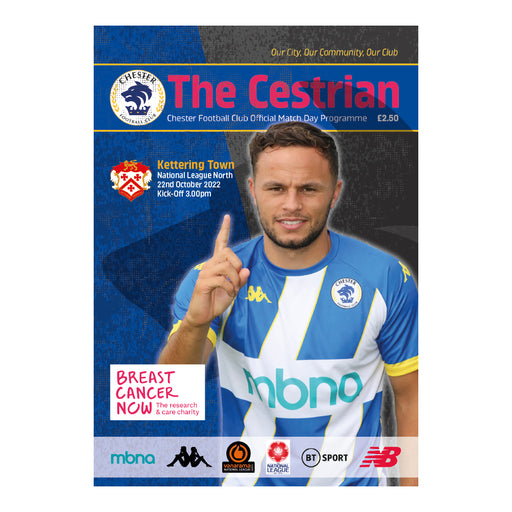 2022/23 #11 Chester v Kettering Town National League North 22.10.22 Printed Programme