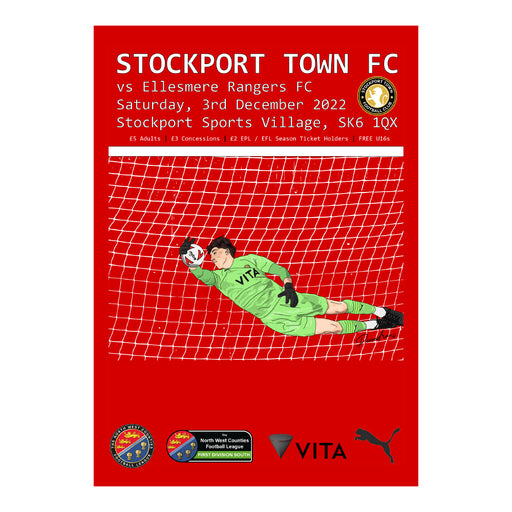 2022/23 #11 Stockport Town v Ellesmere Rangers NWCFL 03.12.22 Printed Programme