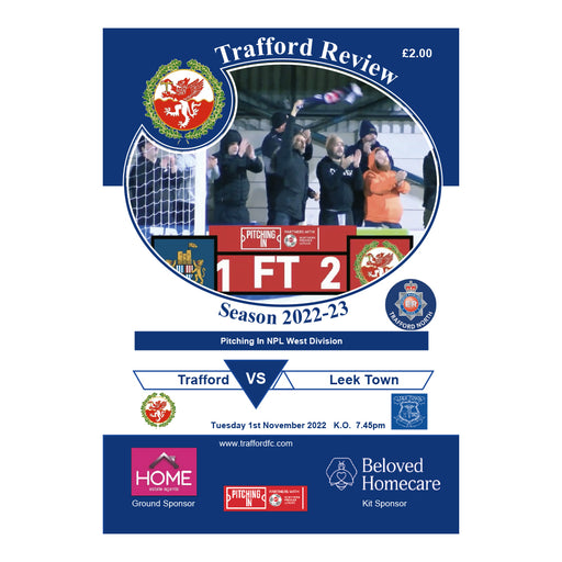 2022/23 #11 Trafford v Leek Town NPL West 01.11.22 Digital Programme