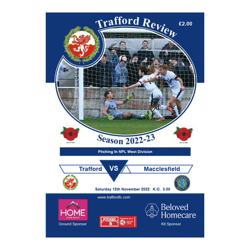 2022/23 #12 Trafford v Macclesfield NPL West 12.11.22 Printed Programme