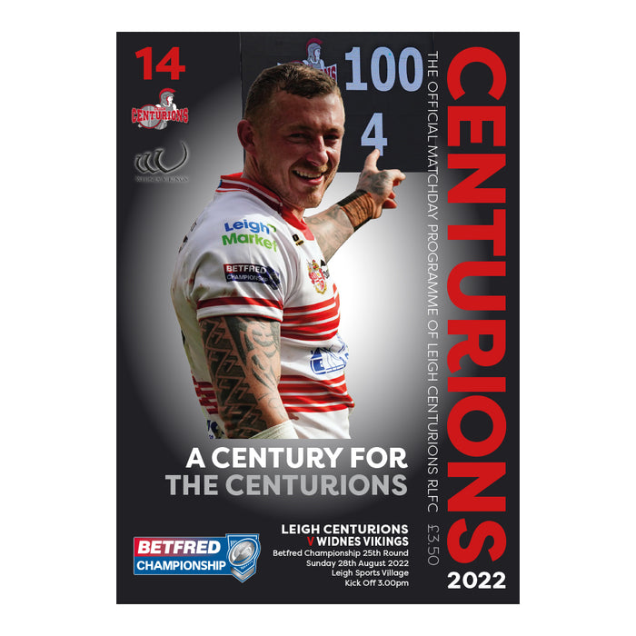 2022 #14 Leigh Centurions v Widnes Vikings 28.08.22 Betfred Championship Rugby League Printed Programme