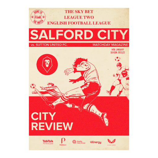 2022/23 #14 Salford City v Sutton United SkyBet League 2 14.01.23 Programme