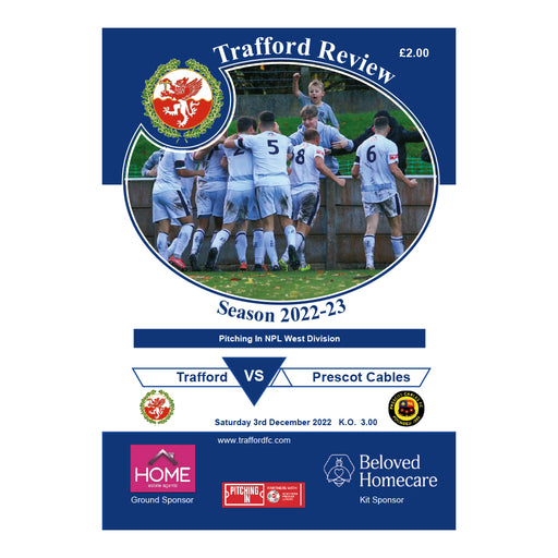 2022/23 #14 Trafford v Prescot Cables NPL West 03.12.22 Printed Programme