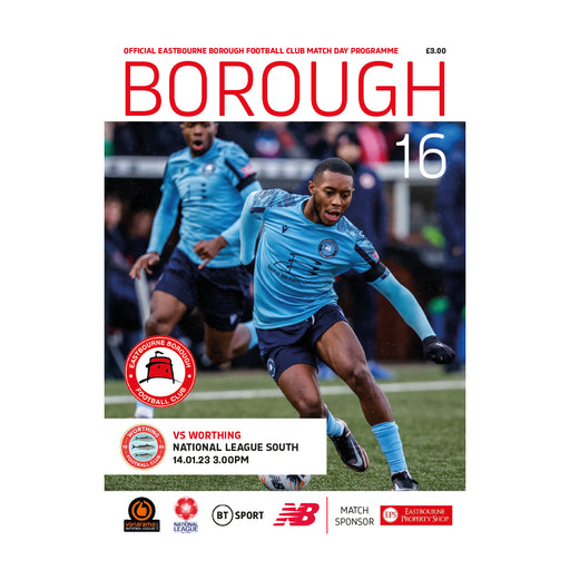 2022/23 #16 Eastbourne Borough v Worthing National League South 14.01.23 Printed Programme