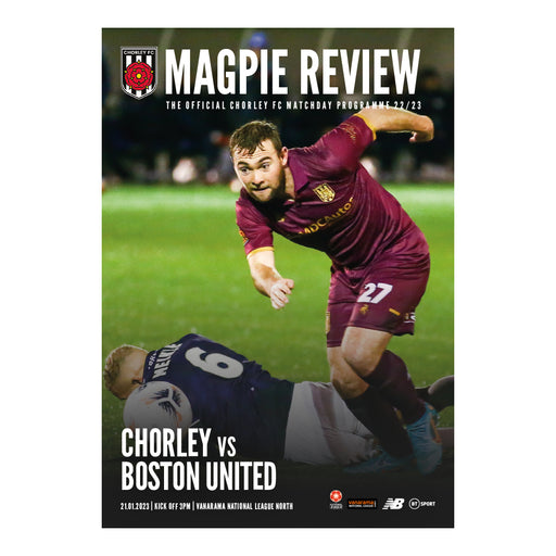 2022/23 #17 Chorley v Boston United National League North 21.01.23 Printed Programme