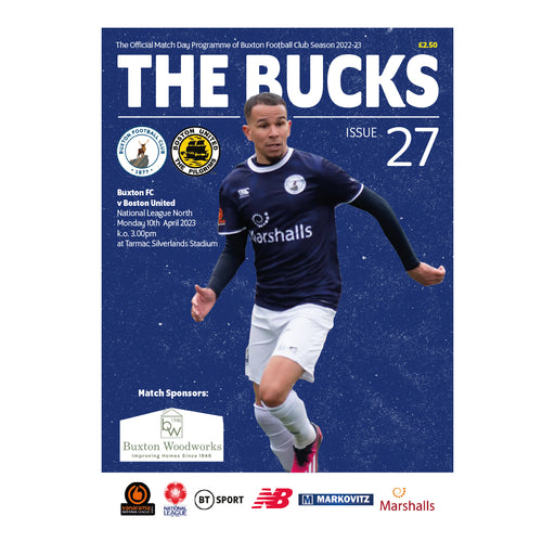 2022/23 #27 Buxton v Boston United National League North 10.04.23 Programme