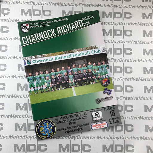 2021/22 #18 Charnock Richard v Macclesfield NWCFL 22.01.22 Programme