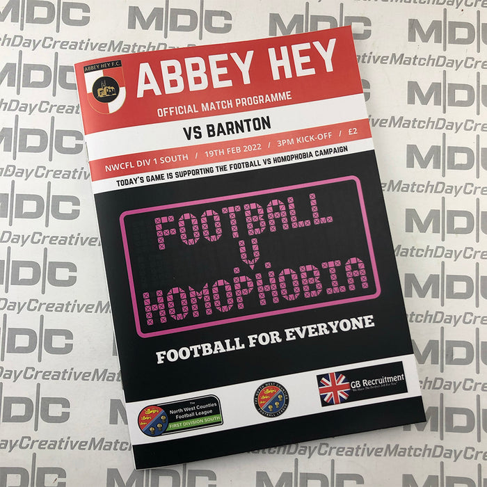 2021/22 #22 Abbey Hey v Barnton 19.02.22 NWCFL Programme Postponed