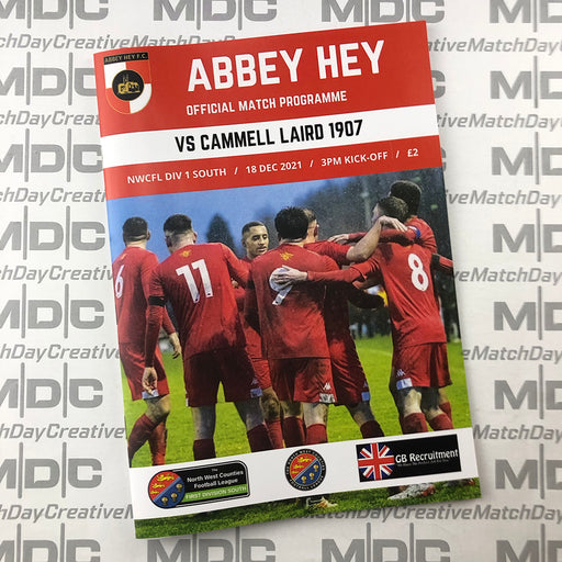 2021/22 #17 Abbey Hey v Cammell Laird 18.12.21 NWCFL Programme