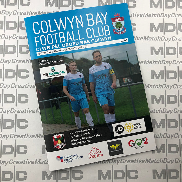 2021/22 #09 Colwyn Bay v Gresford Athletic JD Cymru North 03.12.21 Programme