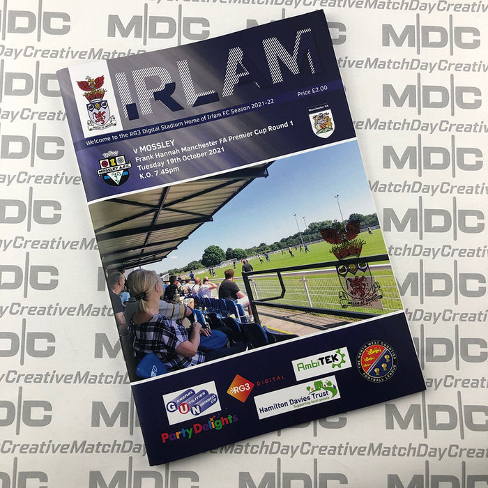 2021/22 #10 Irlam v Mossley Manchester FA Premier Cup 19.10.21 Programme