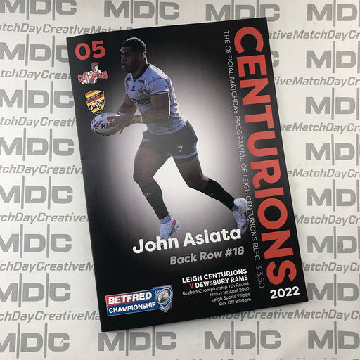 2022 #05 Digital Leigh Centurions v Dewsbury Rams 01.04.22 Betfred Championship Rugby League Digital PDF Programme