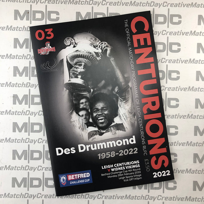 2022 #03 Leigh Centurions v Widnes Vikings 28.02.22 Challenge Cup Rugby League Printed Programme