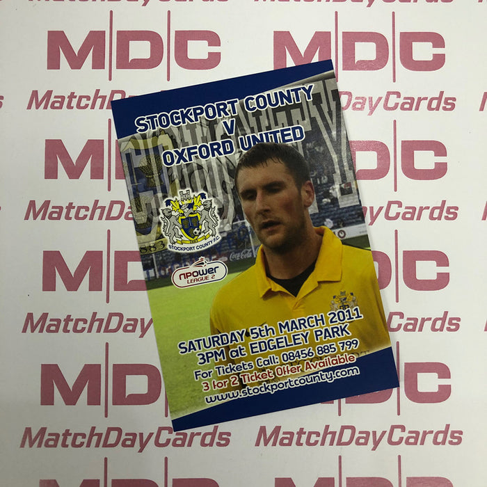 Stockport County v Oxford United Trading Card