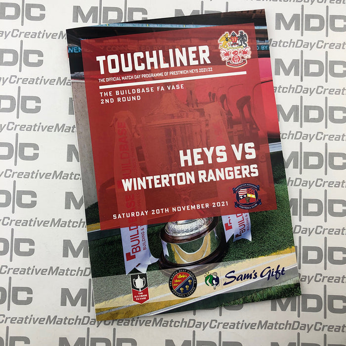 2021/22 #16 Prestwich Heys v  Winterton Rangers FA Vase 20.11.21 Programme