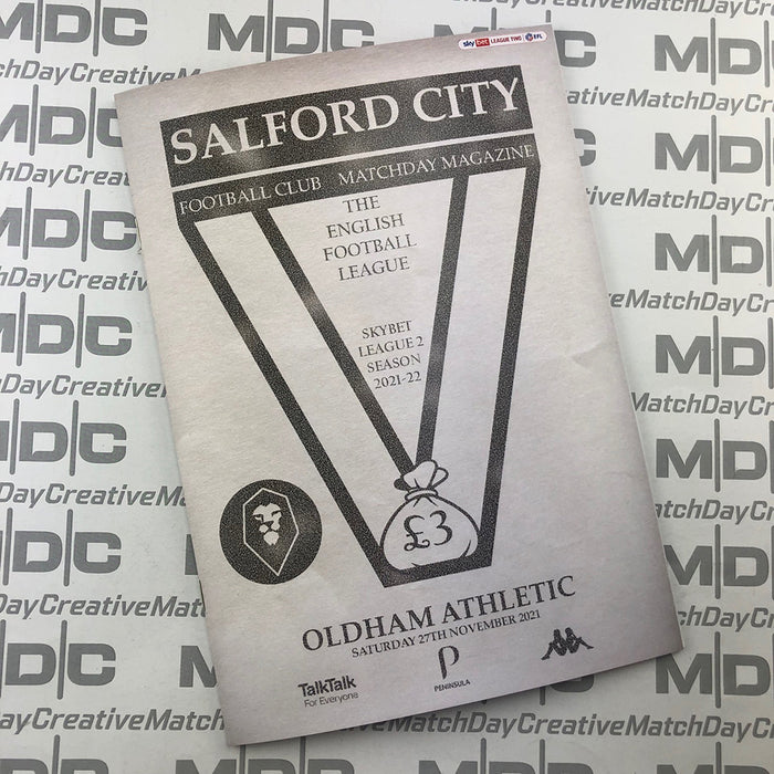 2021/22 #13 Salford City v Oldham Athletic SkyBet League 2 27.11.21 Programme