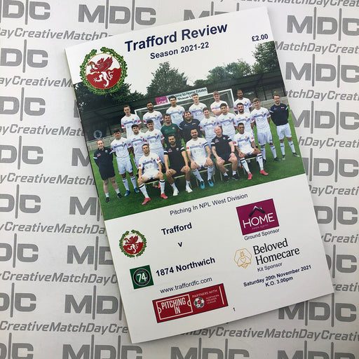 2021/22 #11 Trafford v 1874 Northwich 20.11.21 Printed Programme