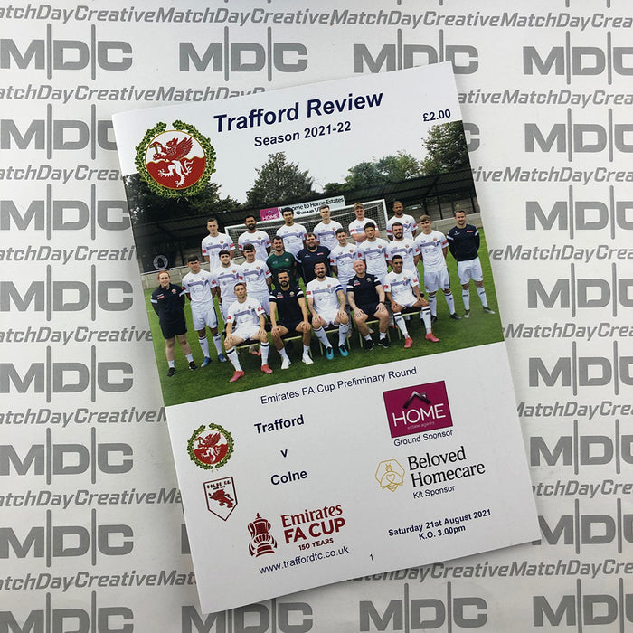 2021/22 #02 Trafford v Colne FA Cup 21.08.21 Digital Programme