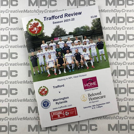 2021/22 #06 Trafford v Warrington Rylands NPL 18.09.21 Printed Programme