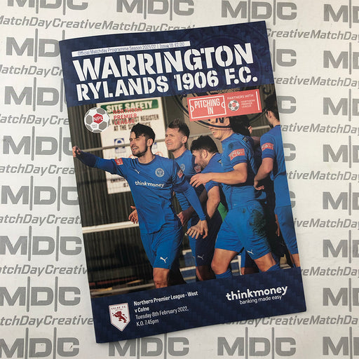 2021/22 #18 Warrington Rylands v Colne 08.02.22 NPL Programme