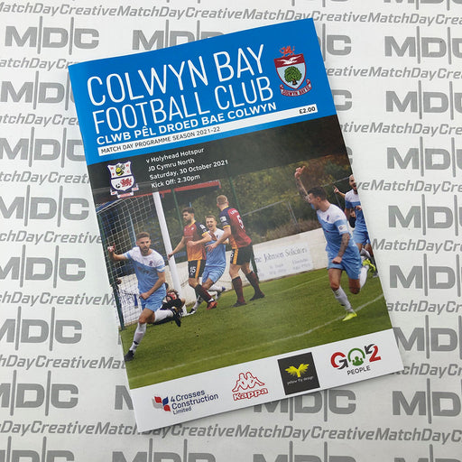 2021/22 #08 Colwyn Bay v Holyhead Hotspur JD Cymru North 30.10.21 Programme
