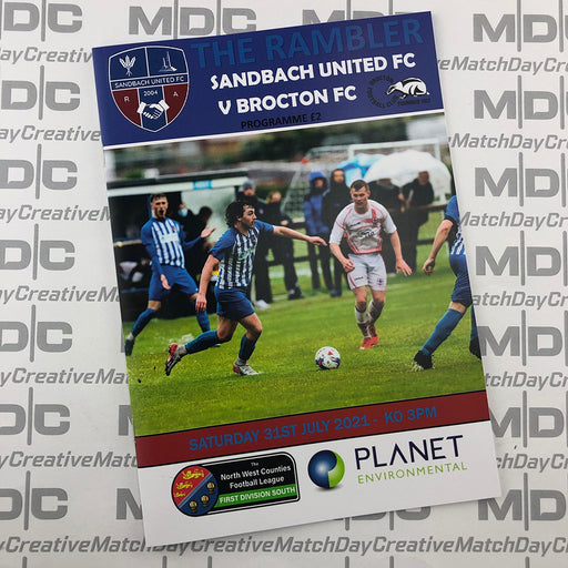 2021/22 #01 Sandbach United v Brocton NWCFL 31.07.21 Programme